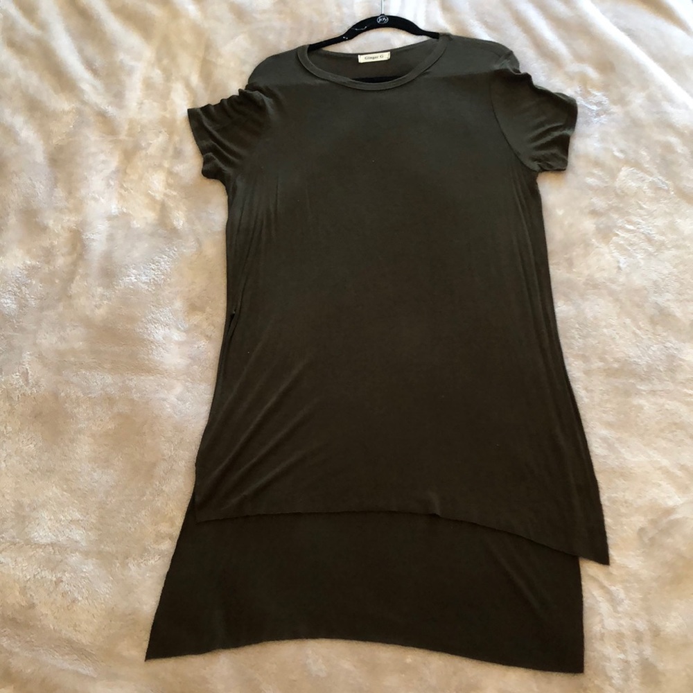 Light weight army green high low t shirt